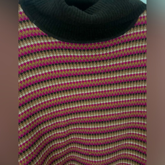 Trina Turk Camel Turtleneck Sweater Striped Multicolor 100% Merino Wool Women’s - Picture 3 of 9